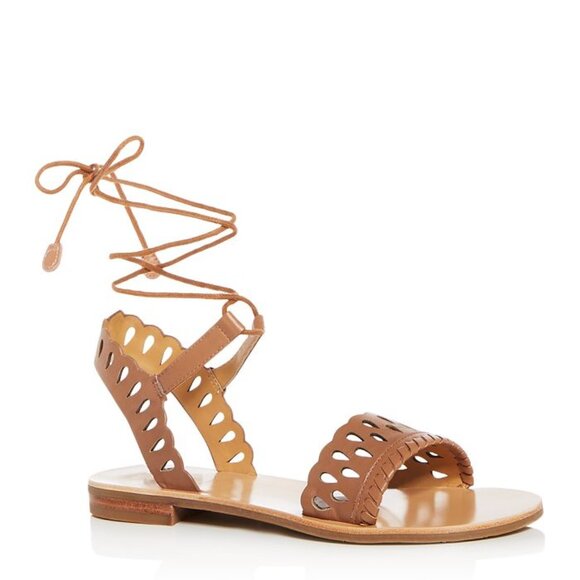 Jack Rogers Shoes - JACK ROGERS "RUBY"TAN LEATHER TIE ANKLE SANDALS SZ 10M